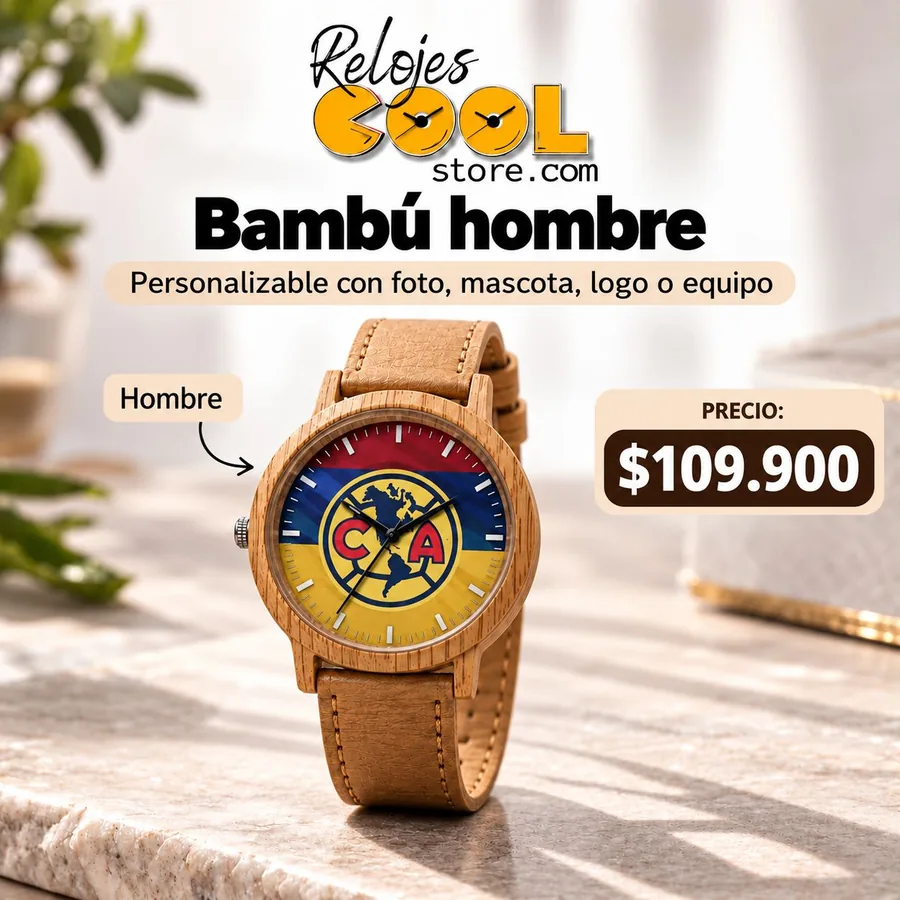 Reloj Bambú hombre personalizable, $109.900 COP