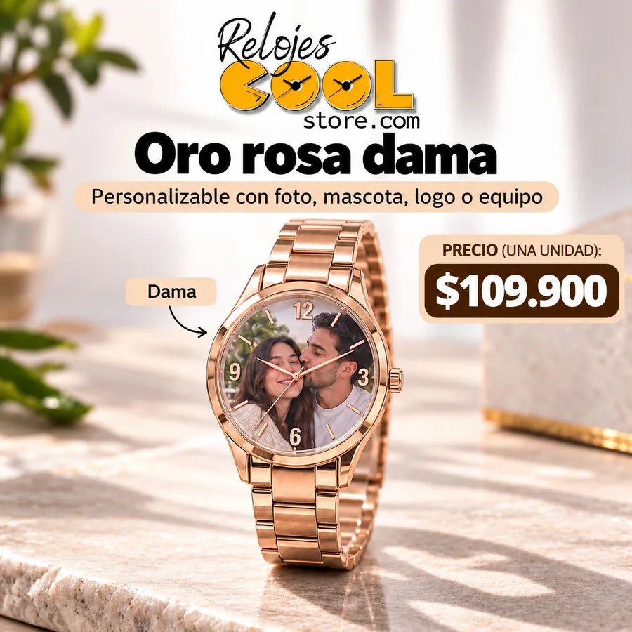 Reloj Oro rosa dama personalizable, $109.900 COP