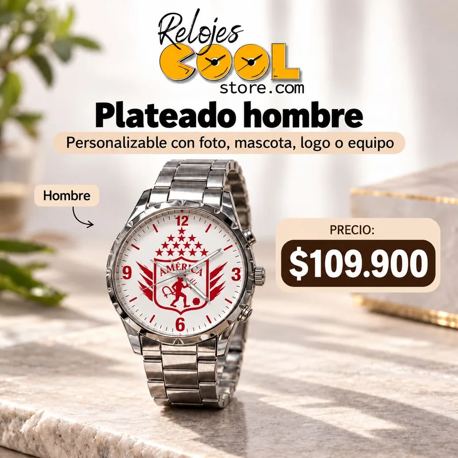 Reloj Plateado hombre personalizable, $109.900 COP